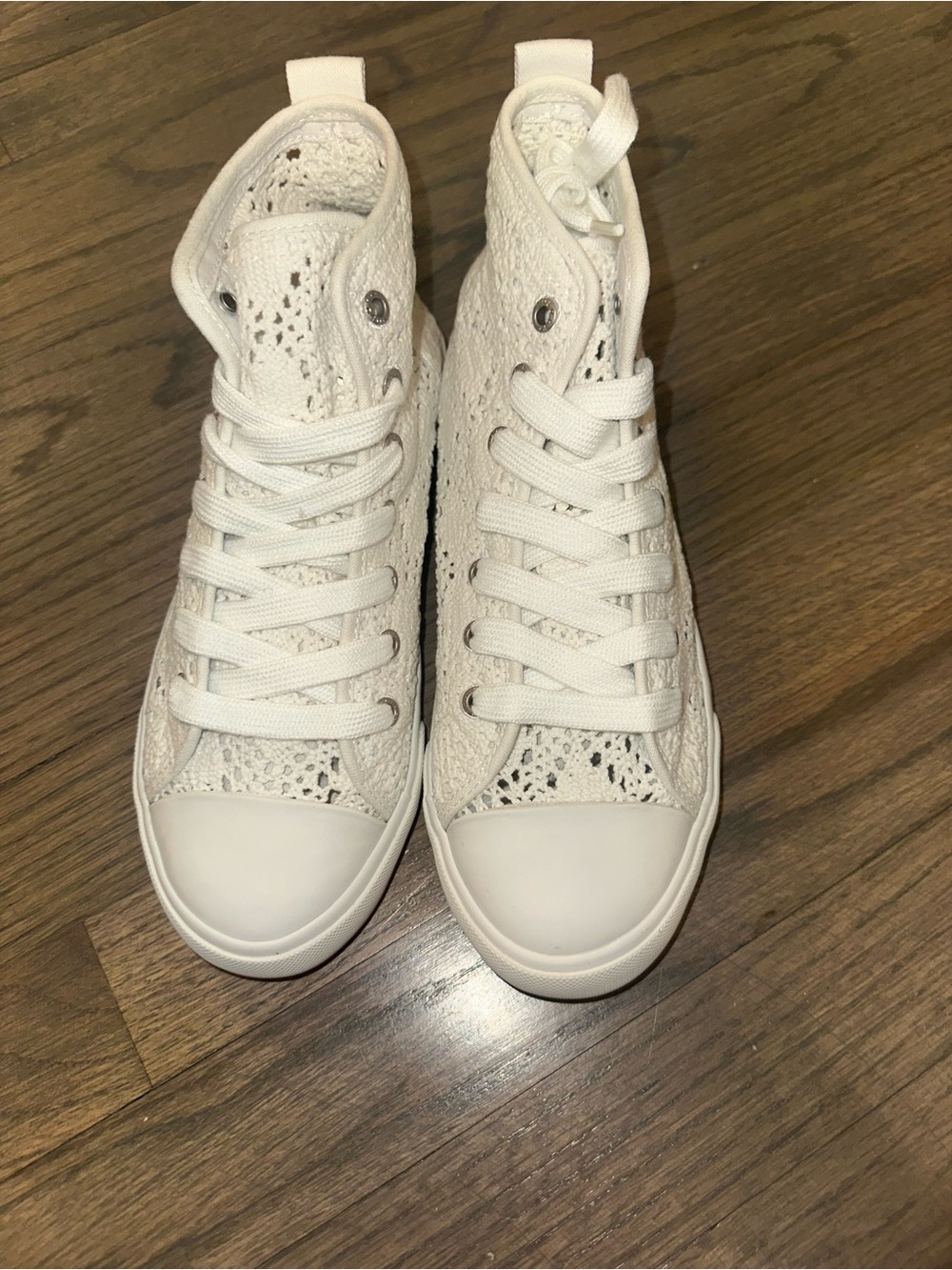 Polo by Ralph Lauren White Crochet High-Top Sneakers